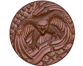 Eagle with American Flag 3D Model STL, CNC Router, Laser Engraving (Digital Download)