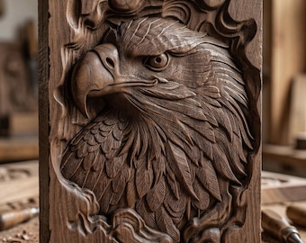 Bald Eagle Head Relief STL – CNC Router, Laser Engraving, 3D Printing (Digital Download)
