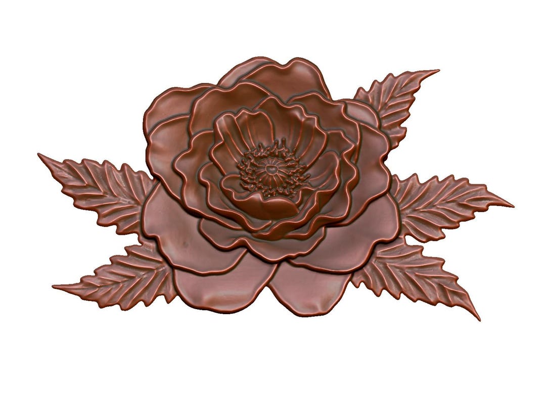 Floral Rose 3D STL Model for CNC Router, Laser Engraving & 3D Printing ...