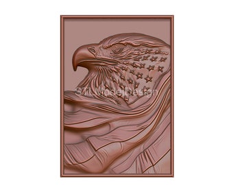 Patriotic Eagle with American Flag 3D Model STL File (Digital Download)