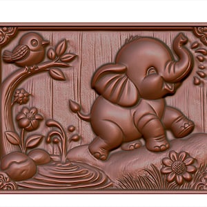 Adorable Elephant with Bird 3D Model STL File for CNC Router, Laser Engraving, and 3D Printing - Instant Digital Download