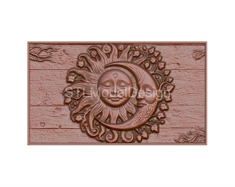 Celestial Sun and Moon Wall Art 3D Model STL File (Digital Download)