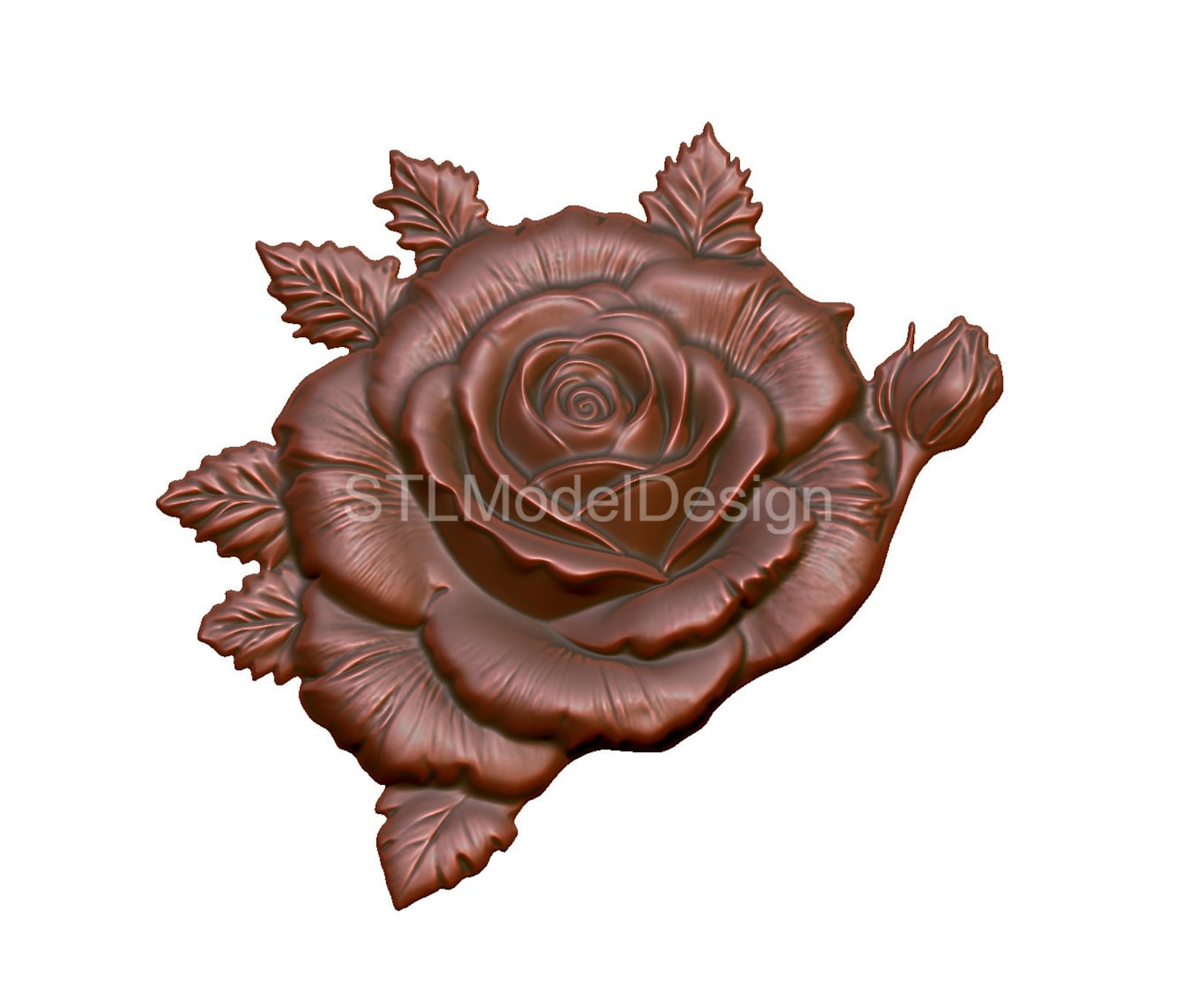 Rose Relief 3D Model STL File: CNC Router, Laser, 3D Printing (digital ...
