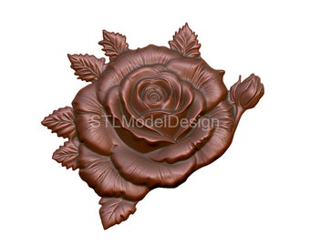 Rose Relief 3D Model STL File: CNC Router, Laser, 3D Printing (Digital Download)