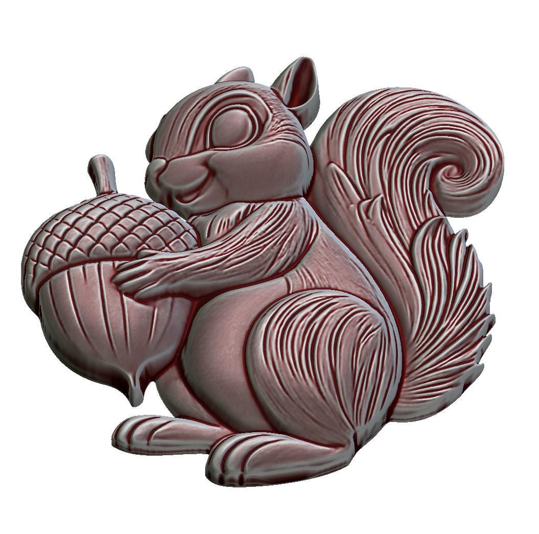 Squirrel With Acorn 3D Model STL File: CNC Router, Laser, 3D Printing ...