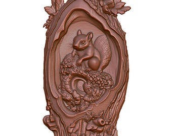 Forest Squirrel Relief 3D Model STL File, CNC Router, Laser Cut (Digital Download)