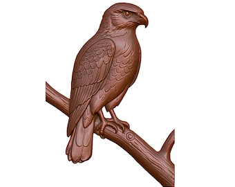 Hawk on Branch Relief STL File: CNC Router, Laser, 3D Print (Digital Download)