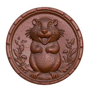 Charming Beaver Coin Decorative 3D Model STL File for CNC Router, Laser Engraving & 3D Printing - Instant Digital Download