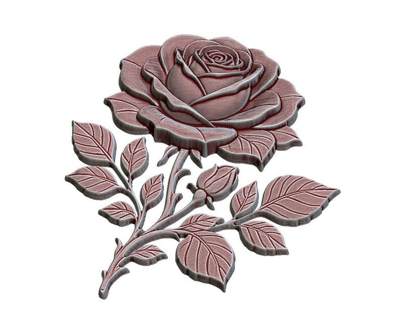 Single rose 3D STL Model for CNC Router, Laser engraving & 3d printing ...