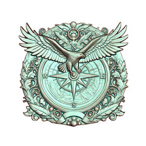 Eagle and Compass 3D Model STL File for CNC Router, Laser Engraving ...