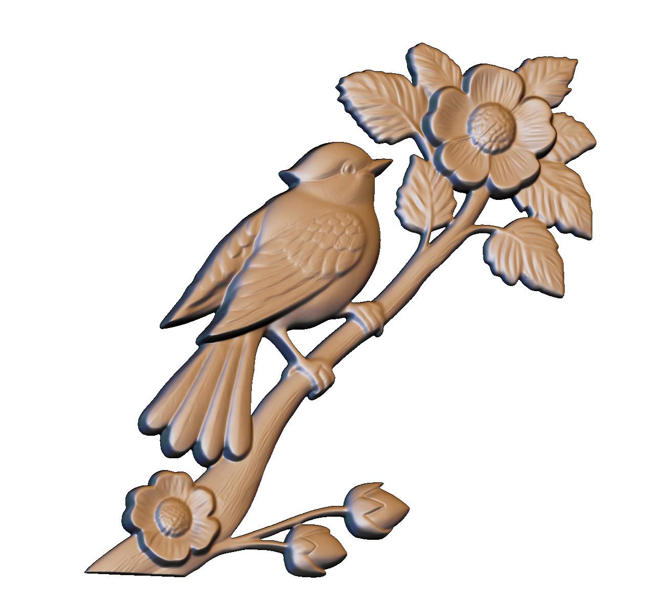 Bird on Branch 3D Model STL File, CNC Router Laser Engraving (digital ...