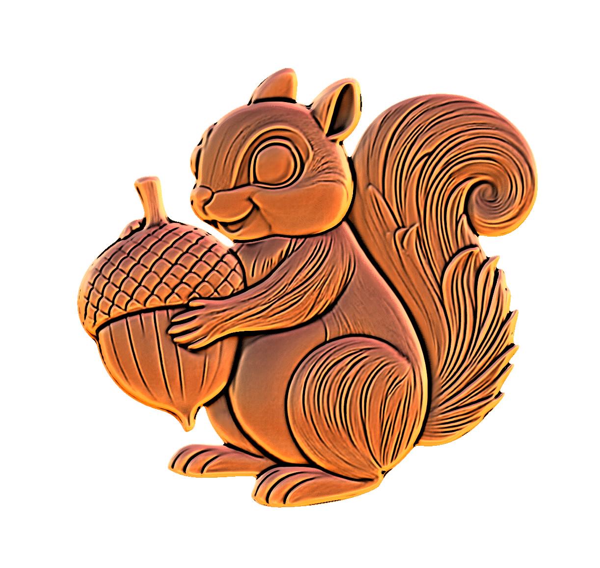 Squirrel With Acorn 3D Model STL File: CNC Router, Laser, 3D Printing ...