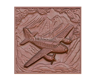 Avión de aventuras sobre montañas (modelo 3D, archivo STL) (descarga digital)