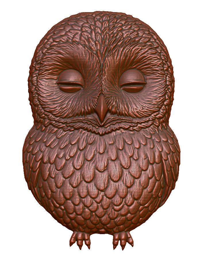 Sleepy Owl 3D STL Model: CNC Router & Laser Engraving (Digital Download)
