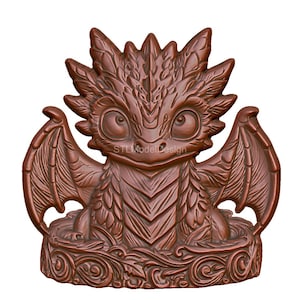 Enchanted Baby Dragon 3D Model STL File for CNC Router, Laser Engraving & 3D Printing - Instant Digital Download