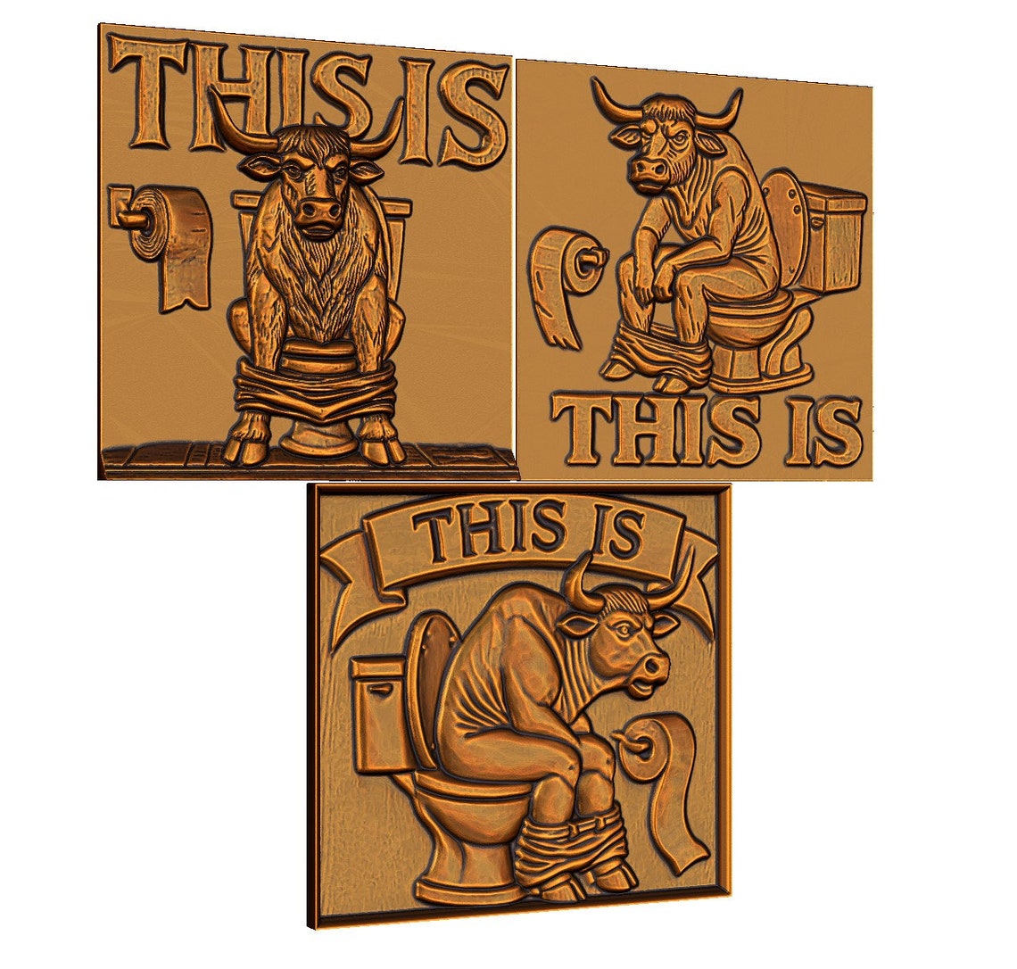 Funny Router Signs Funny Bull Toilet Sign 3D Models, CNC Router Laser Engraving Files ...