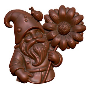 Gnome com modelo 3D de girassol STL para roteador CNC, gravação a laser e impressão 3D - Download digital instantâneo