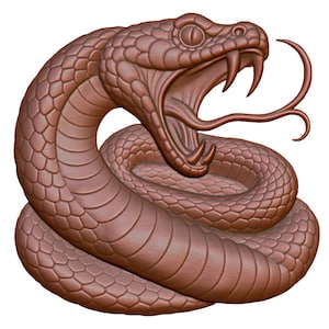 Modelo 3D STL de cobra enrolada para roteador CNC, gravação a laser e impressão 3D - Download digital instantâneo