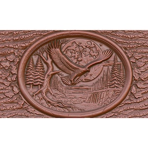 Majestic Eagle Landscape 3D Model STL File for CNC Router, Laser Engraving, and 3D Printing - Instant Digital Download