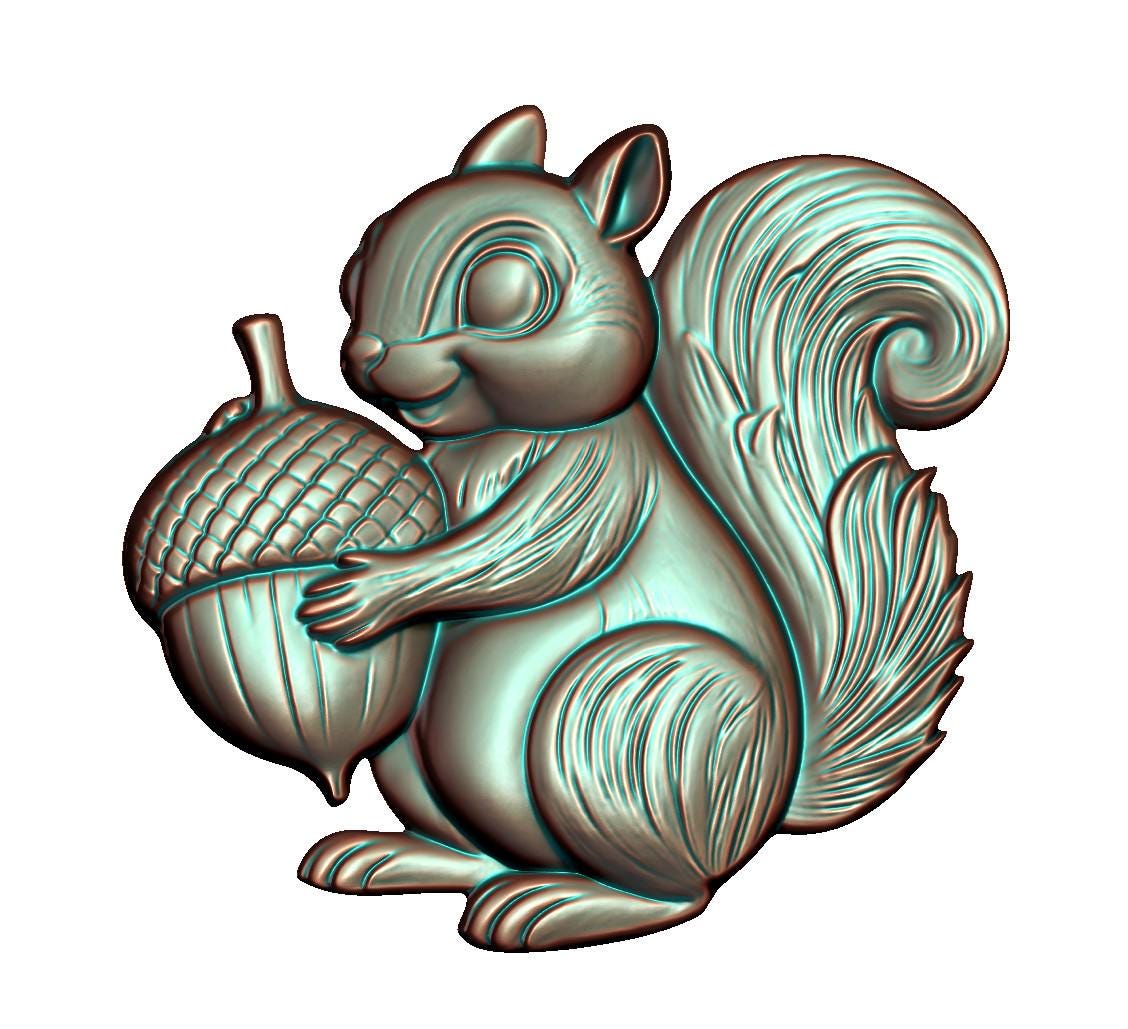 Squirrel With Acorn 3D Model STL File: CNC Router, Laser, 3D Printing ...