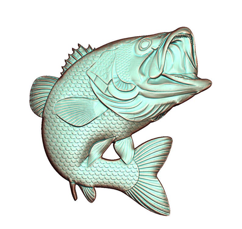 Bass Fish 3D Model STL File: CNC Router, Laser Engraving, 3D Printing ...