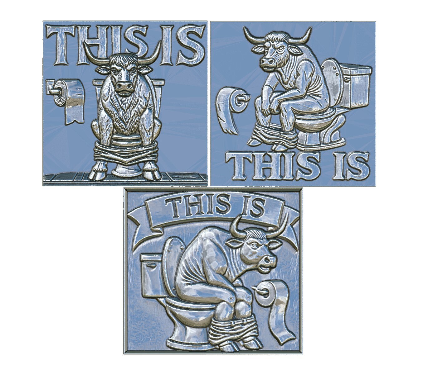 Funny Router Signs Funny Bull Toilet Sign 3D Models, CNC Router Laser Engraving Files ...