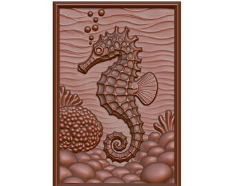 Seepferdchen Korallenriff 3D Relief STL Modell - CNC-Fräser, Laser, 3D Druck (Digitaler Download)