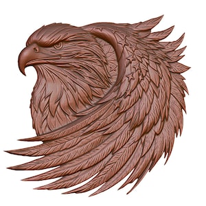 Majestic Eagle Head Wing STL File for CNC Router, 3D Print, Laser Engraving | Digital Download Artcam Aspire Compatible