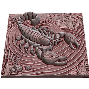 Archivo STL del modelo en relieve 3D de Desert Scorpion para enrutador CNC, grabado láser e impresión 3D: descarga digital instantánea
