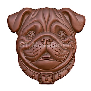 Cute Bulldog Face 3D Model STL File for CNC Router, Laser Engraving & 3D Printing - Instant Digital Download