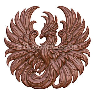 Majestic Phoenix Crest 3D Model STL File - For CNC Router, Laser Engraving & 3D Printing - Instant Digital Download