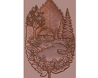 Cozy Cabin Nature Relief Panel STL File: CNC Router, Laser, 3D Printing (Digital Download)