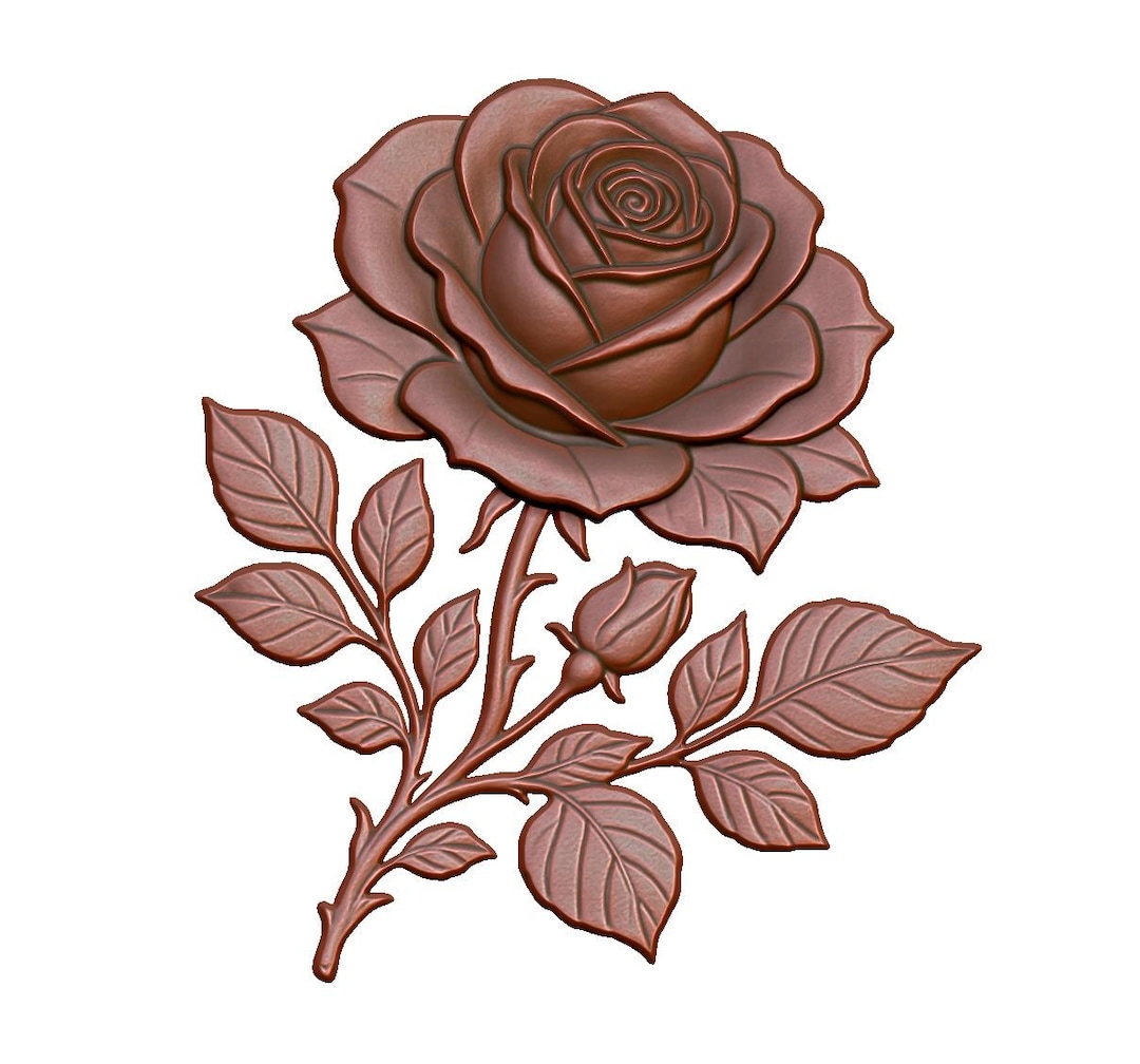 Single rose 3D STL Model for CNC Router, Laser engraving & 3d printing ...