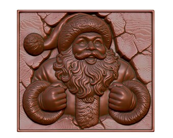 Santa Claus Breaking Wall 3D Model STL File, CNC Laser Engraving (Digital Download)