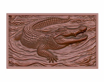 Alligator in Water 3D Model STL File: CNC Router, Laser, 3D Printing (Digital Download)