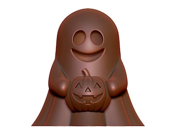 Archivo STL de modelo 3D de fantasma con calabaza: Decoración de Halloween (Descarga digital)