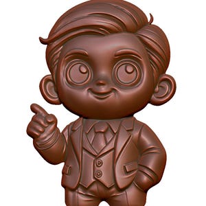 Modelo 3D de personagem empresarial charmoso, arquivo STL para roteador CNC, gravação a laser - impressão 3D - download digital instantâneo