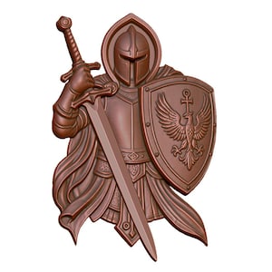 Medieval Knight with Sword Shield STL File for CNC Router, Laser Engraving & 3D Printing – Instant Digital Download