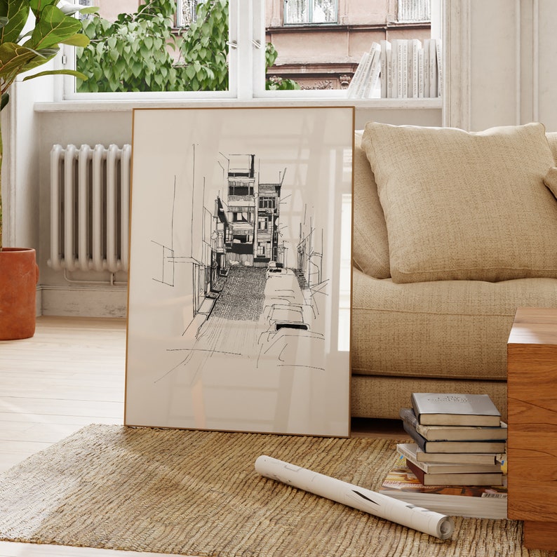 Minimalist Traditional Architectural Wall Art Giclée Print Etsy