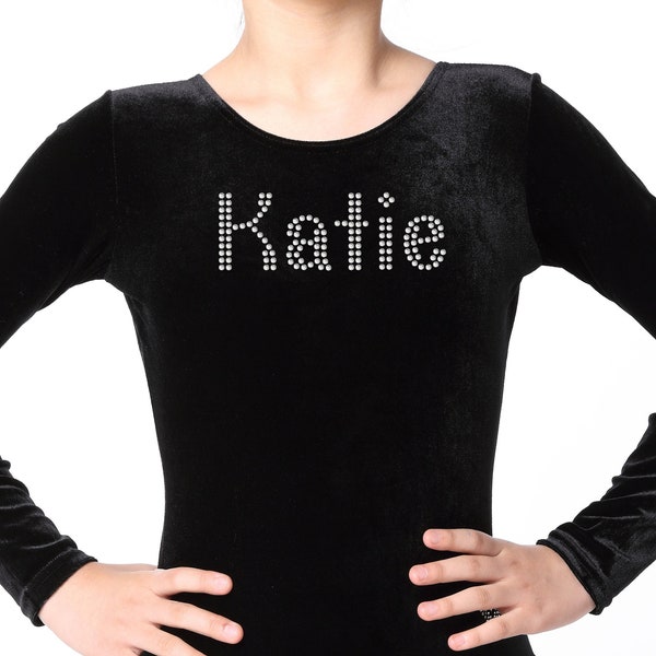 Personalised Gymnastics Leotards Velvet Long Sleeve School Wear School Uniform Dance Ballet tights Gymnastics Leotard for girls