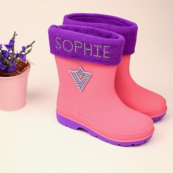 Girls & Boys Personalised Wellington Boots Kids Rain Boots Childrens Waterproof Shoes Infant Wellies Non Slip Toddler Young