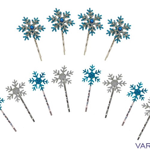 12 X Frozen Glitter Snowflake Hair Clip Bobby Pin Fashion | Etsy