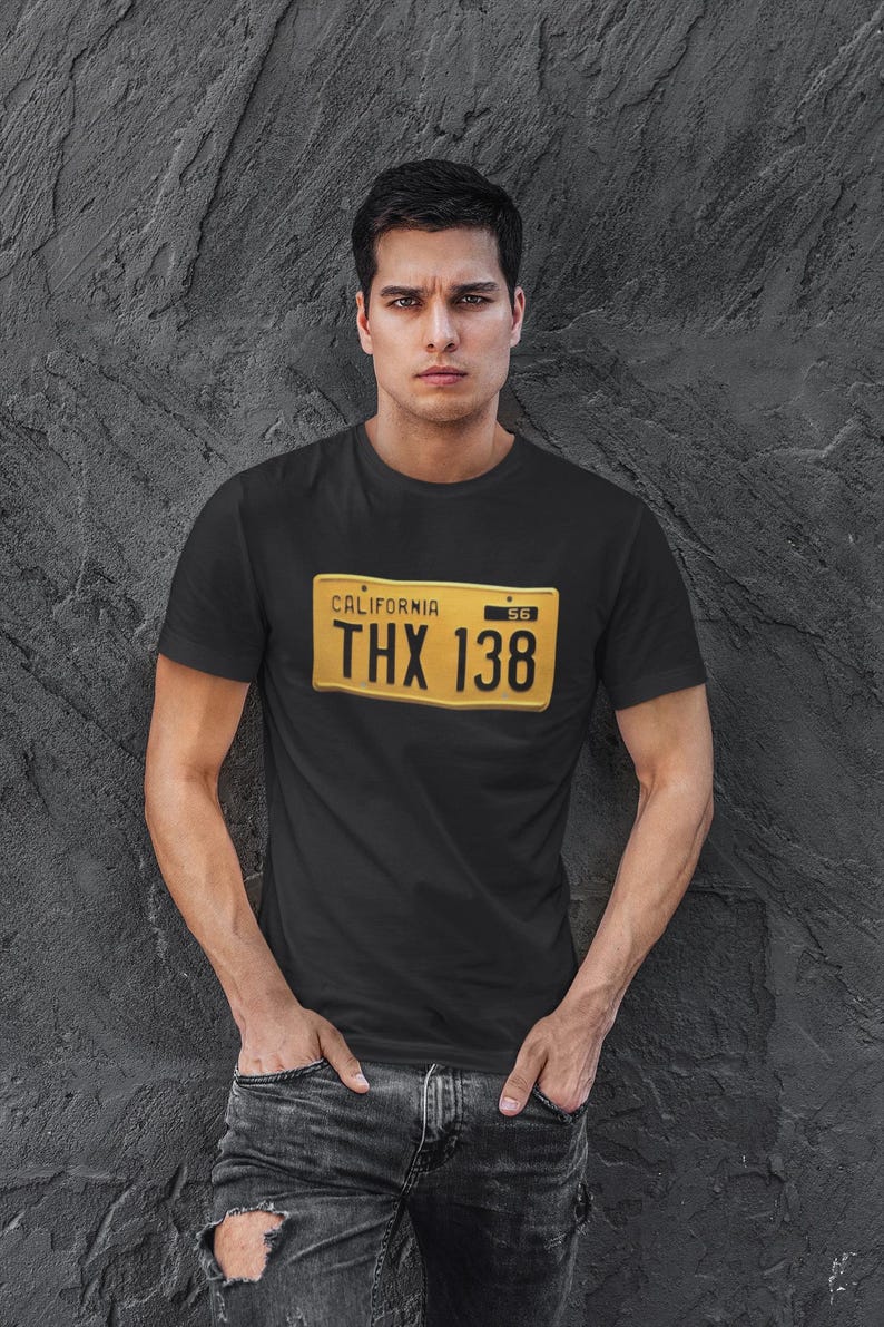 Famous Movie TV THX 138 License Plates Tshirt Funny Vintage 80s Sci