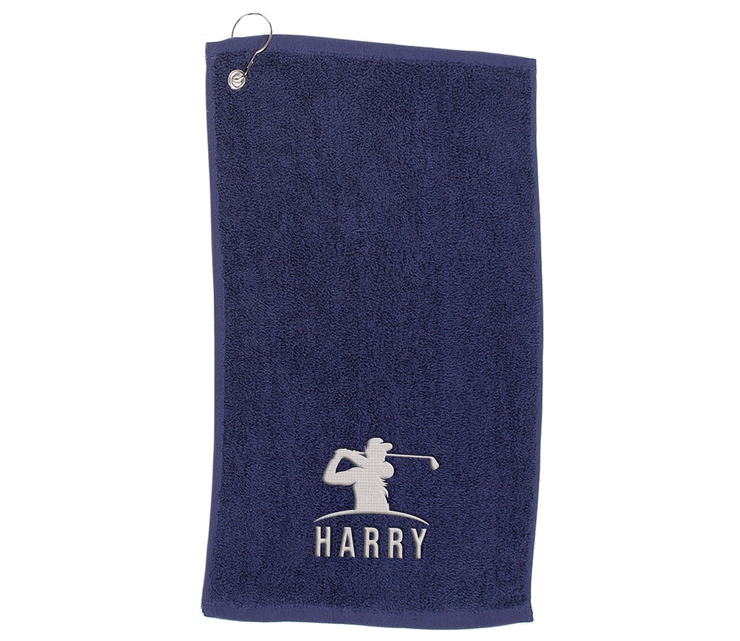 Personalised Golf Towel High Quality Embroidery and Clip 100 Ringspun