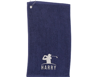Personalised Golf Towel – High Quality Embroidery and Clip 100% Ringspun Cotton Golf Accessories - Dad Golf Gift - Fathers Day Golf Gift