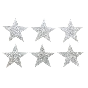 12 Fabric Glitter 2 Inch 50mm Stars Iron-On