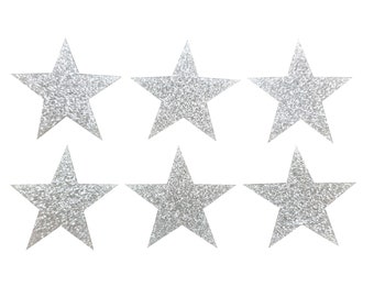 12 Fabric Glitter 2 Inch 50mm Stars Iron-On