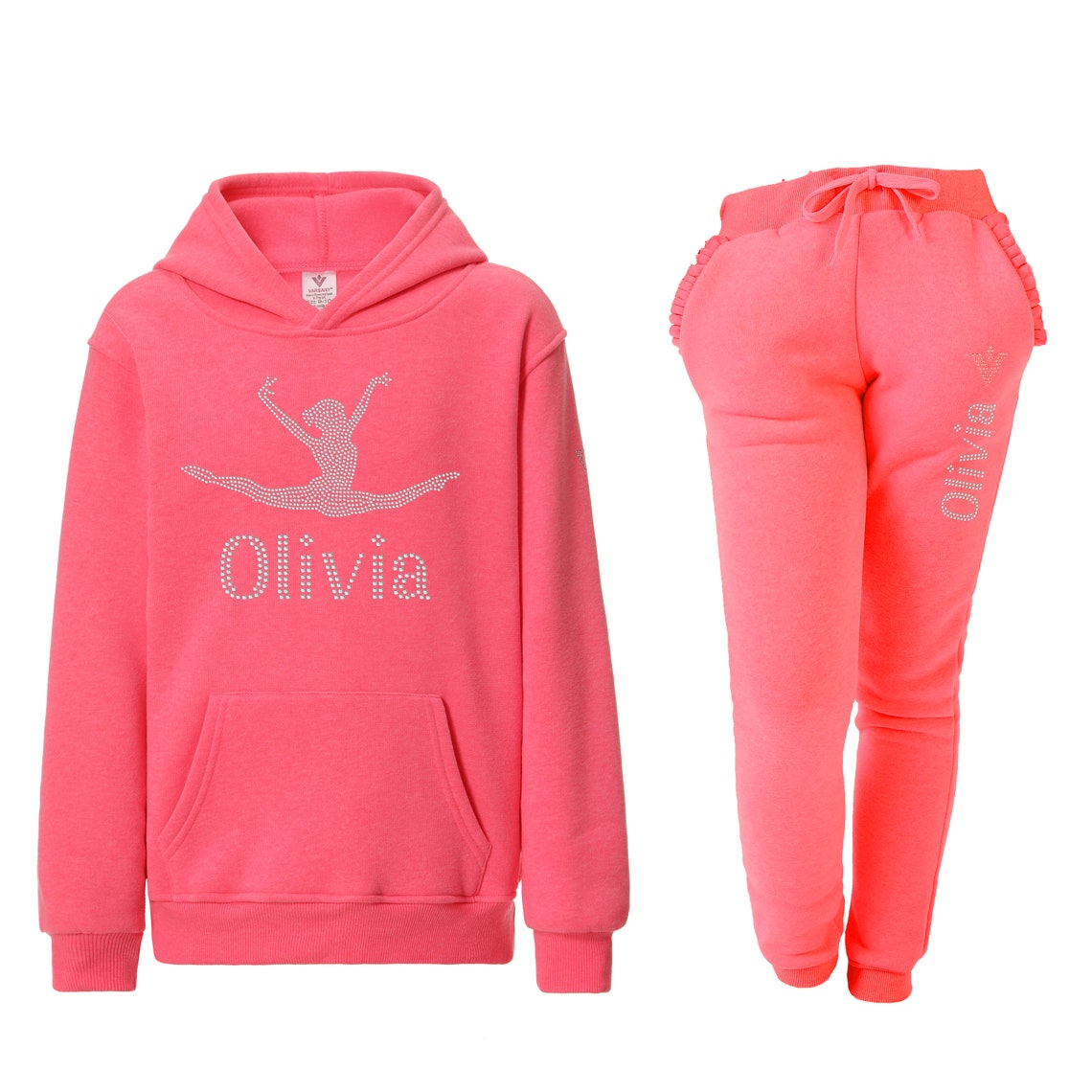 Personalised Girls Gymnastics Tracksuit Hoodie and Joggers Set Etsy