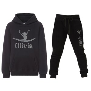 Personalised Girls Gymnastics Tracksuit Hoodie and Joggers Set with Elasticated Cuffs, Double Fabric and Hood by Varsany