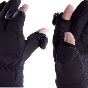 Unisex Ski und Fotografie Handschuhe. Fold Back Magnet befestigte Fingerspitzen mit Reißverschlusstasche für Speicherkarten